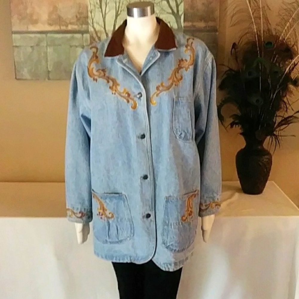 Sz XL Vintage Sunbelt Denim Handpainted Coat - Picture 1 of 8